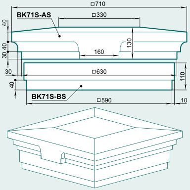 Крышка тумбы BK71S-BS - изображение товара каталога Архистиль