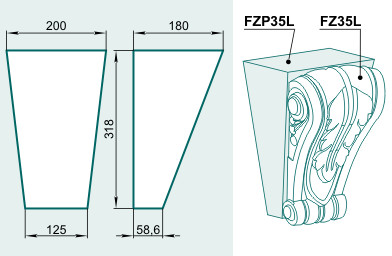 Подложка замка FZP35L - Изображение каталога Архистиль