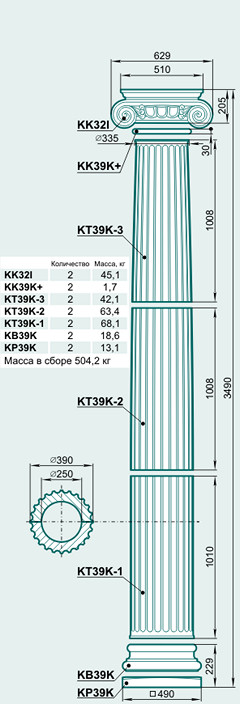 Колонна K39I - Изображение каталога Архистиль