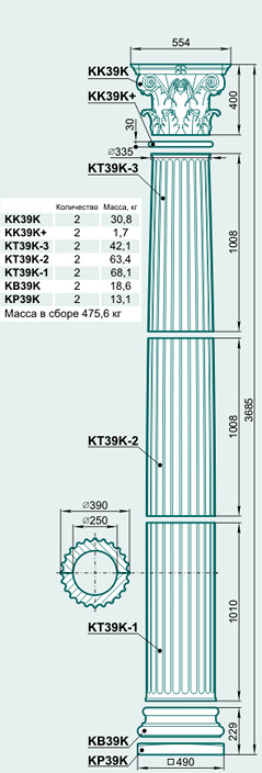 Колонна K39K - Изображение каталога Архистиль