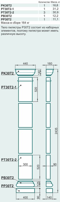 Пилястра P30T2 - Изображение каталога Архистиль