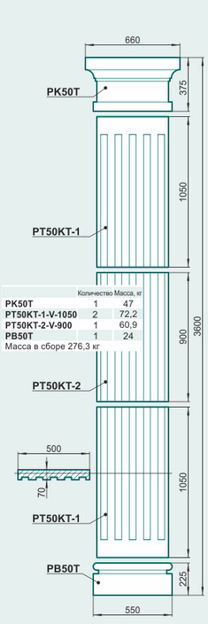 Пилястра P50KT - Изображение каталога Архистиль