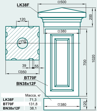 Столб BT70FSB - Изображение каталога Архистиль