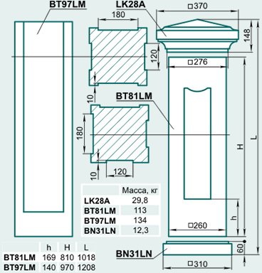 Столб BT97LMSB - Изображение каталога Архистиль
