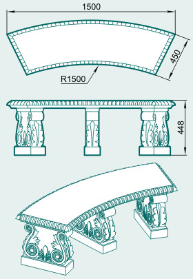 Скамейка LS150R - изображение товара каталога Архистиль